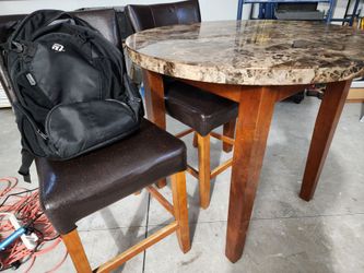Barber stools and bar table extra heavy marble