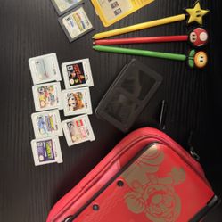 Nintendo 3DS XL Super Mario Bros 2 Limited Edition Gold/Red w/ Charger - TESTED