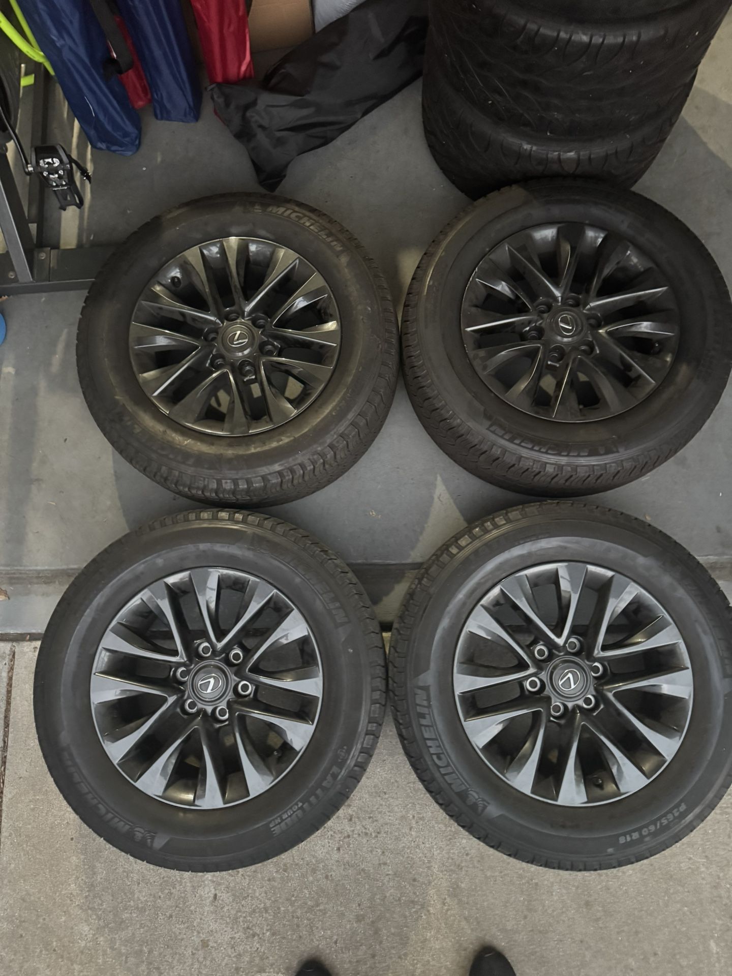 Lexus GX 460 18” wheels with tires, includes spare.