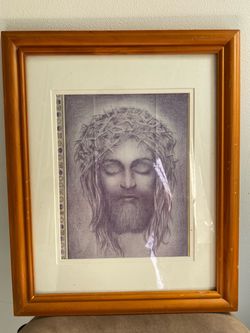 Framed Jesus Crown of Thorns Religious Print