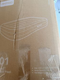 Akaso Inflatable Pool - 163Gal Size: 2.4L*1.42w*0.56H(m)