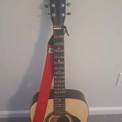 Rogue Acoustic Guitar w Red Strap (CASH ONLY)