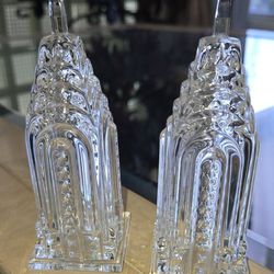 Set of 2 Empire Estate Building NY Lead Crystal Paperweight