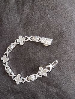 GLD Baguette Cross Evil Eye Bracelet