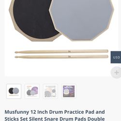 Musfunny 12 Inch Drum Practice Pad and 5A Drum Sticks