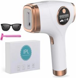 Laser Hair Remover for Men and Women, Portable IPL Laser Hair Remover for Long Lasting Hair Removal at Home with Razor and Glasses, for Underarms, Han