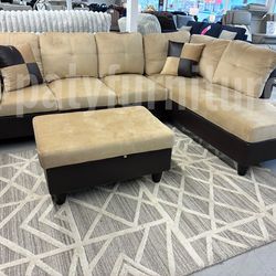 Sectional with Storage Ottoman $599 – L Shape Couch
