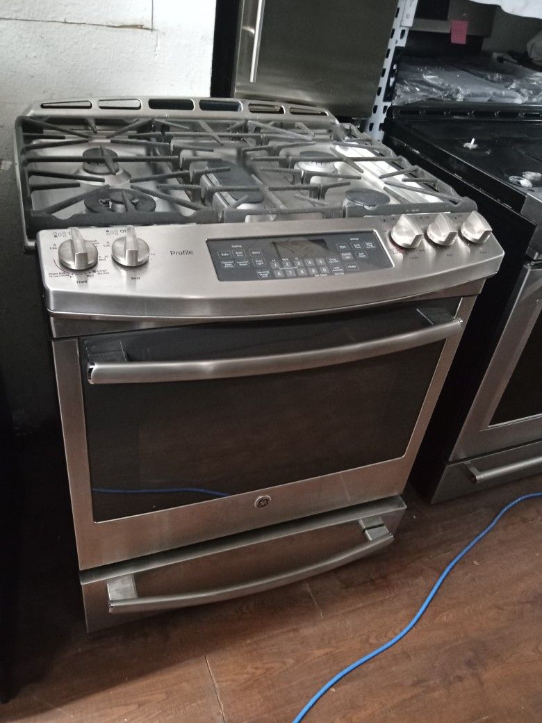 GE Slide In Gas Stove Stainless Steel Five Gas Burners