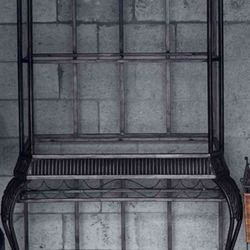 Vintage Wrought Iron Baker’s Rack + Bench Set – Farmhouse Style (Plantation) 
