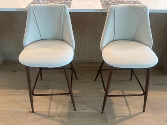 Set of 2 Cream Upholstered Counter Stools – 26” Seat Height – $50