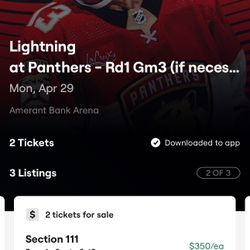 Game 5!!!! Panthers vs TB Row 4 $350