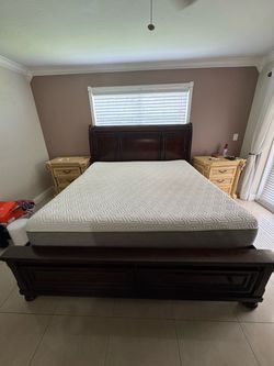 King Size Sleigh Bed Frame Dark Wood