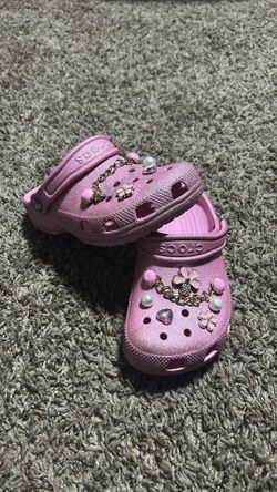 Pink glitter crocs