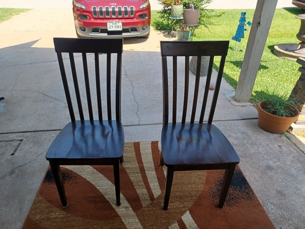 Nice Used Two World Market Wooden Dining Room Chairs.