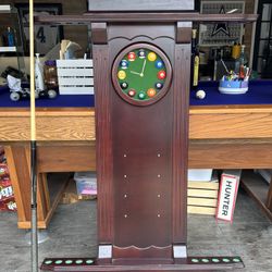 Cue Stick Holder With Clock