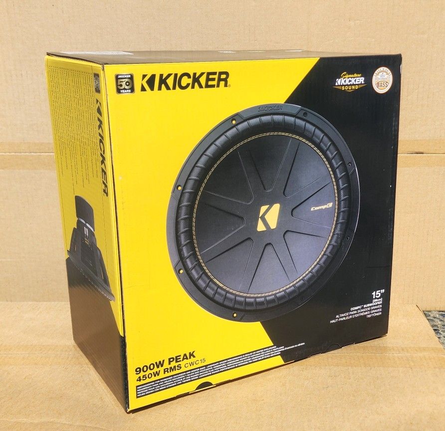 Kicker CompC Series Bass Speaker 15" 4-Ohm Component Subwoofer 900 Watts CWCS15 🚨 Payment Options Available 🚨 No Credit Needed 🚨