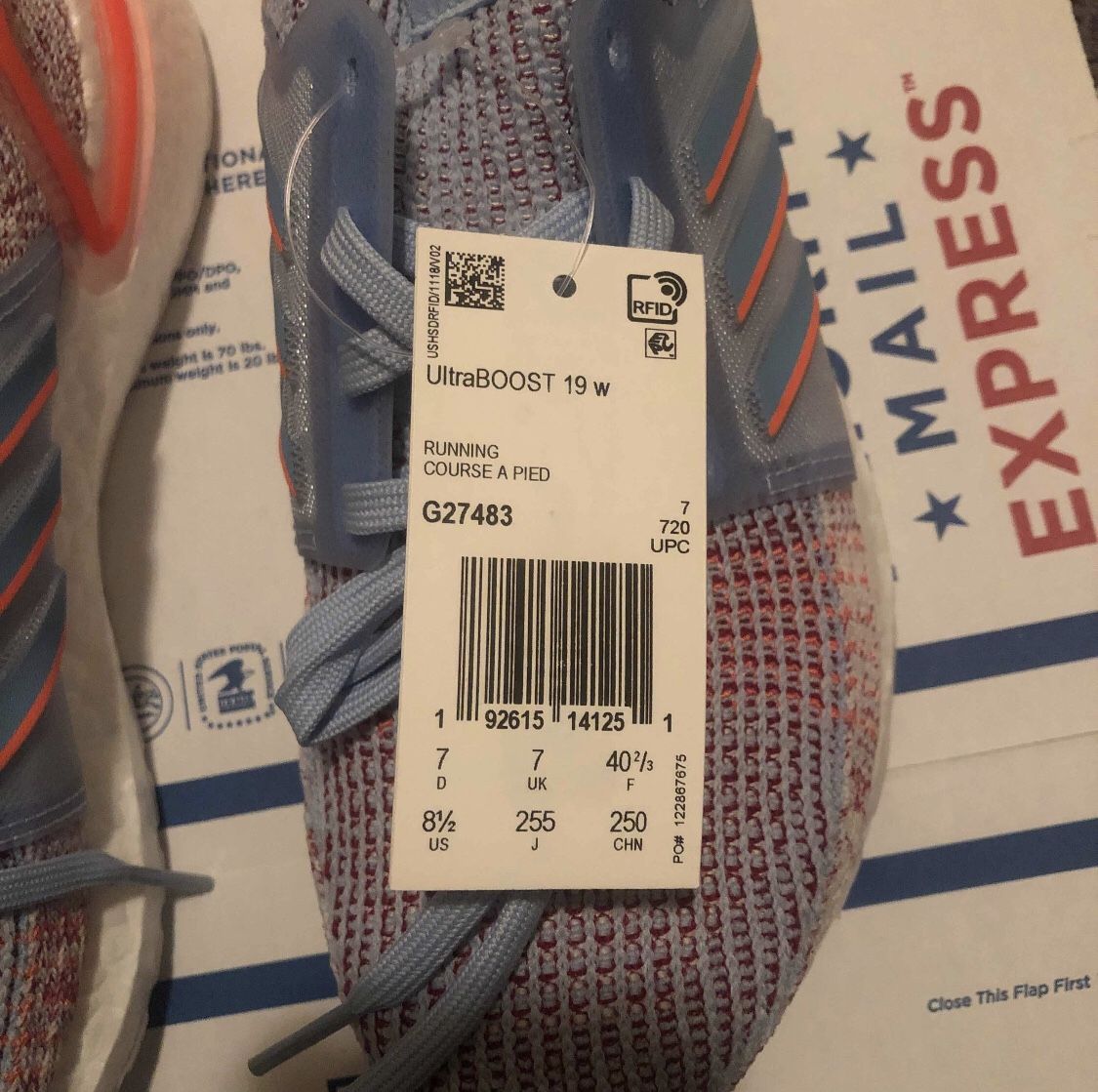 Women’s Adidas UltraBoost 19 “Coral Glow Blue” Size 8.5