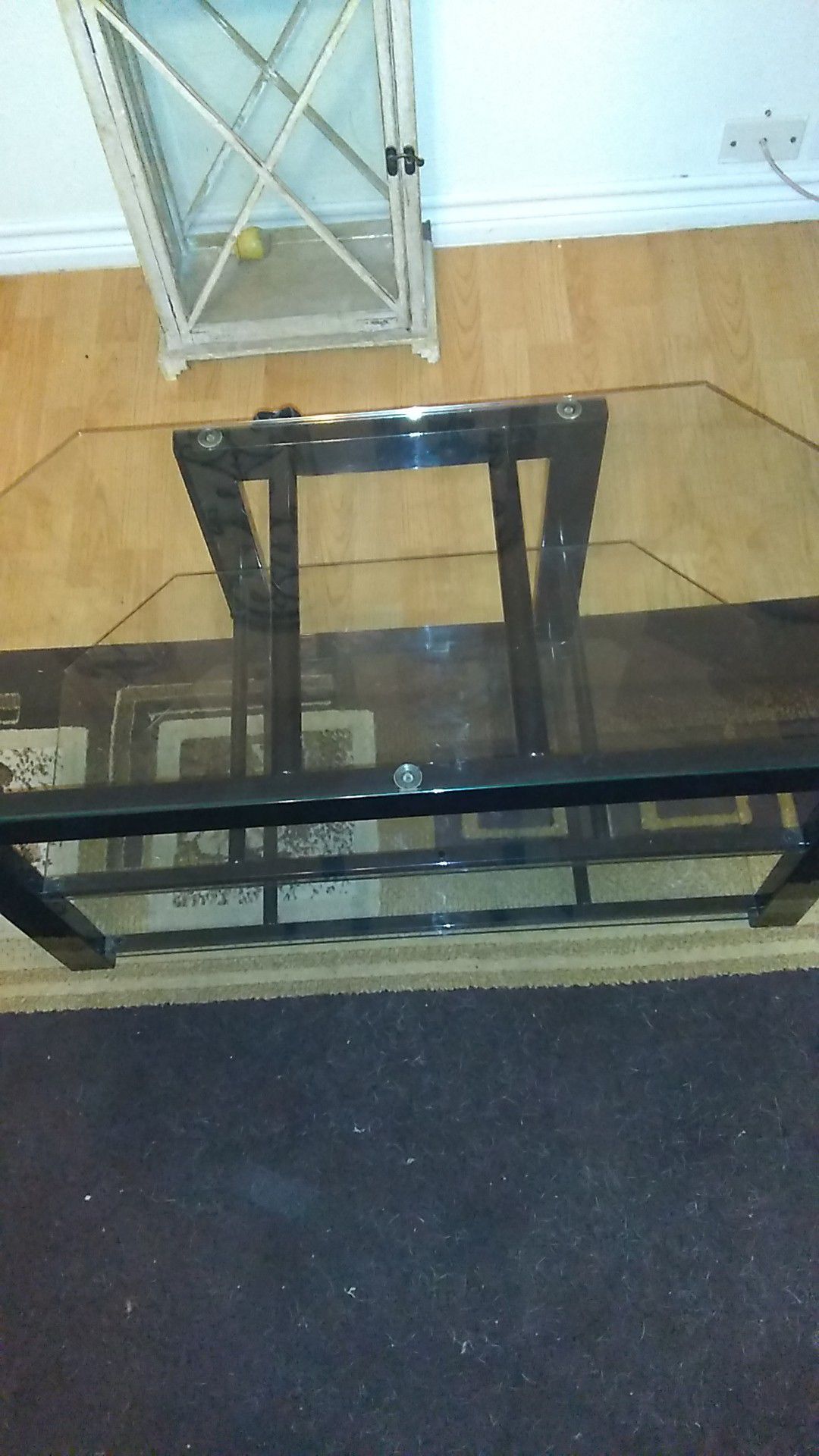Glass and Metal TV stand 3 Shelf just like new must pick up I have no way to deliver