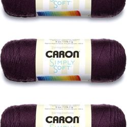 3 Pack Caron Simply Soft Acrylic Yarn - Plum Perfect  **READ DESCRIPTION**