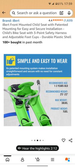 Used Ibert child bike seat