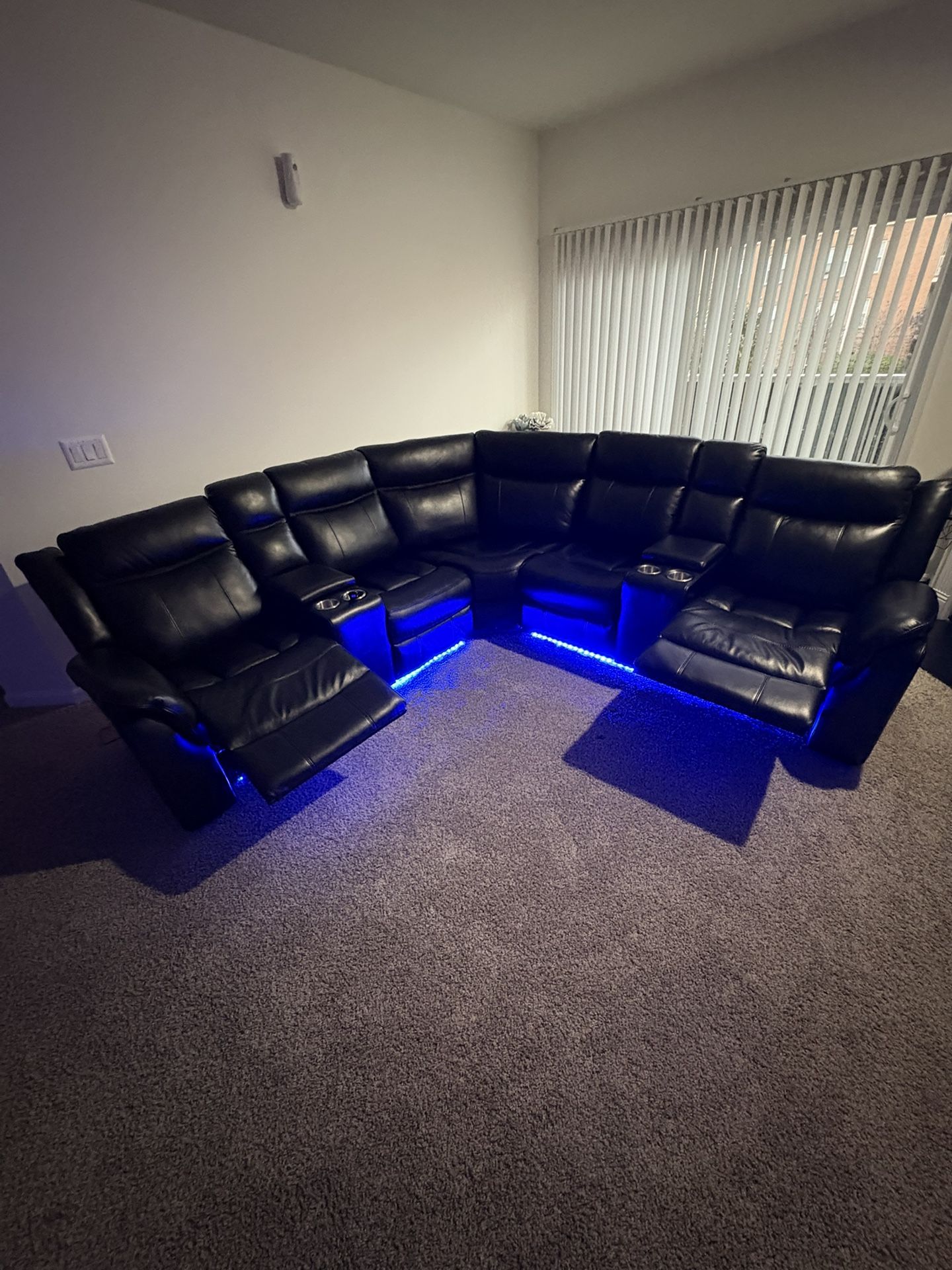 Black Leather Recliner Sectional