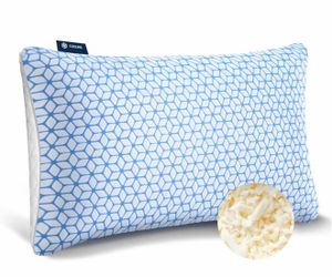 Bed Pillow Queen Size 1 Pack, Shredded Memory Foam Pillow Adjustable，Cooling Pillow Soft and Supportive for Side Back Stomach Sleepers