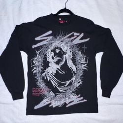 Evil Vice Jesus Graphic Long Sleeve Tee Crucifixion Crown Of Thorns Small