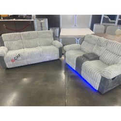 Modern 2 Pc Manual Reclining Sofa And Loveseat Set  - Limited Time Offer 