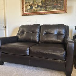 Ashley Furniture Brown Leather Loveseat 