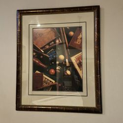 Pool Table Wall Picture Framed 36” w X 45” h 