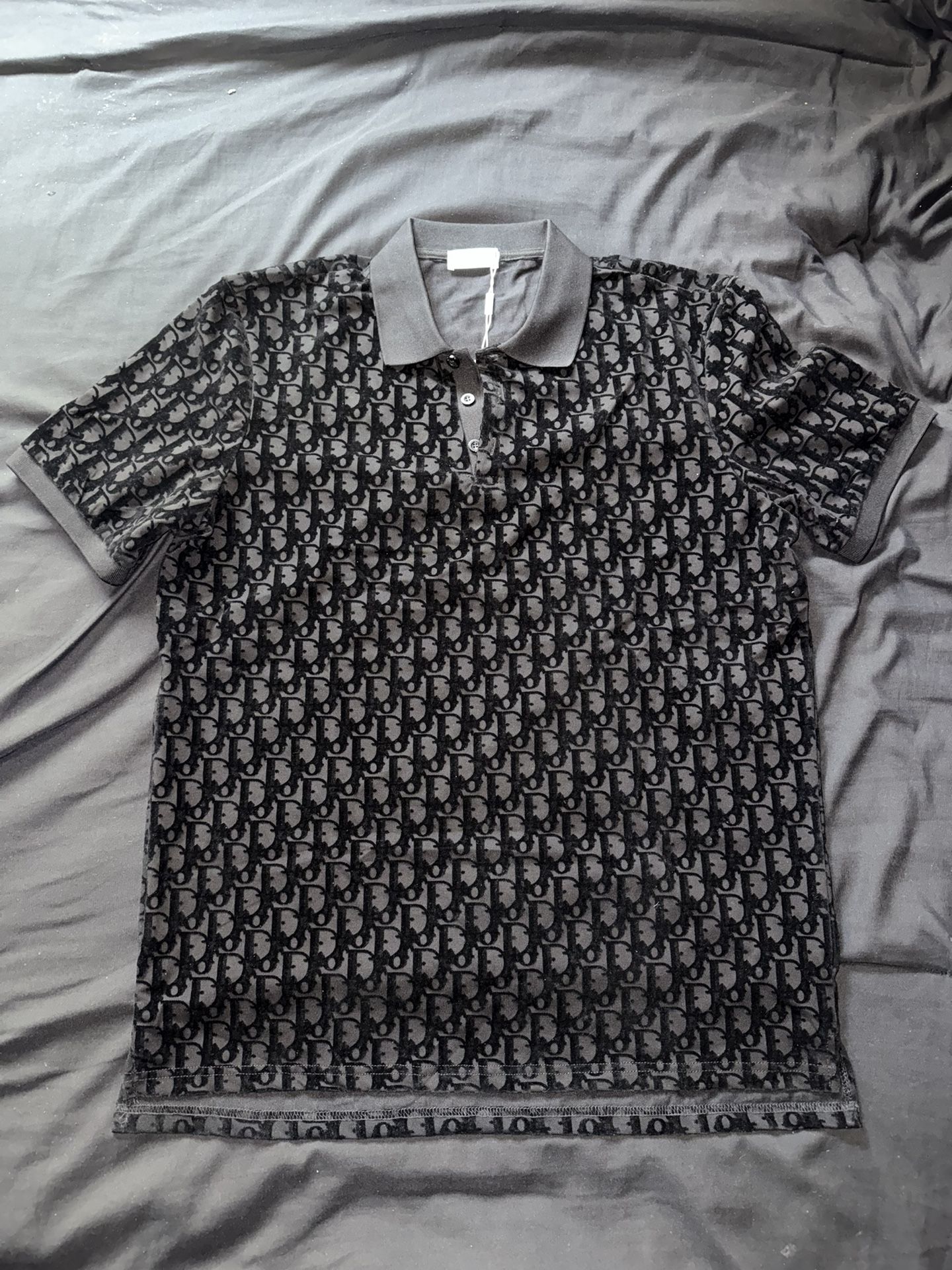 Dior Black Monogram Patterned Polo Shirt – Size XL