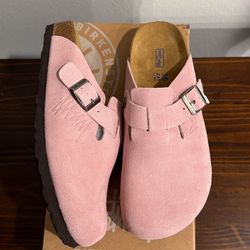 Birkenstock Boston Stussy Pink Suede Size 38 Narrow fit
