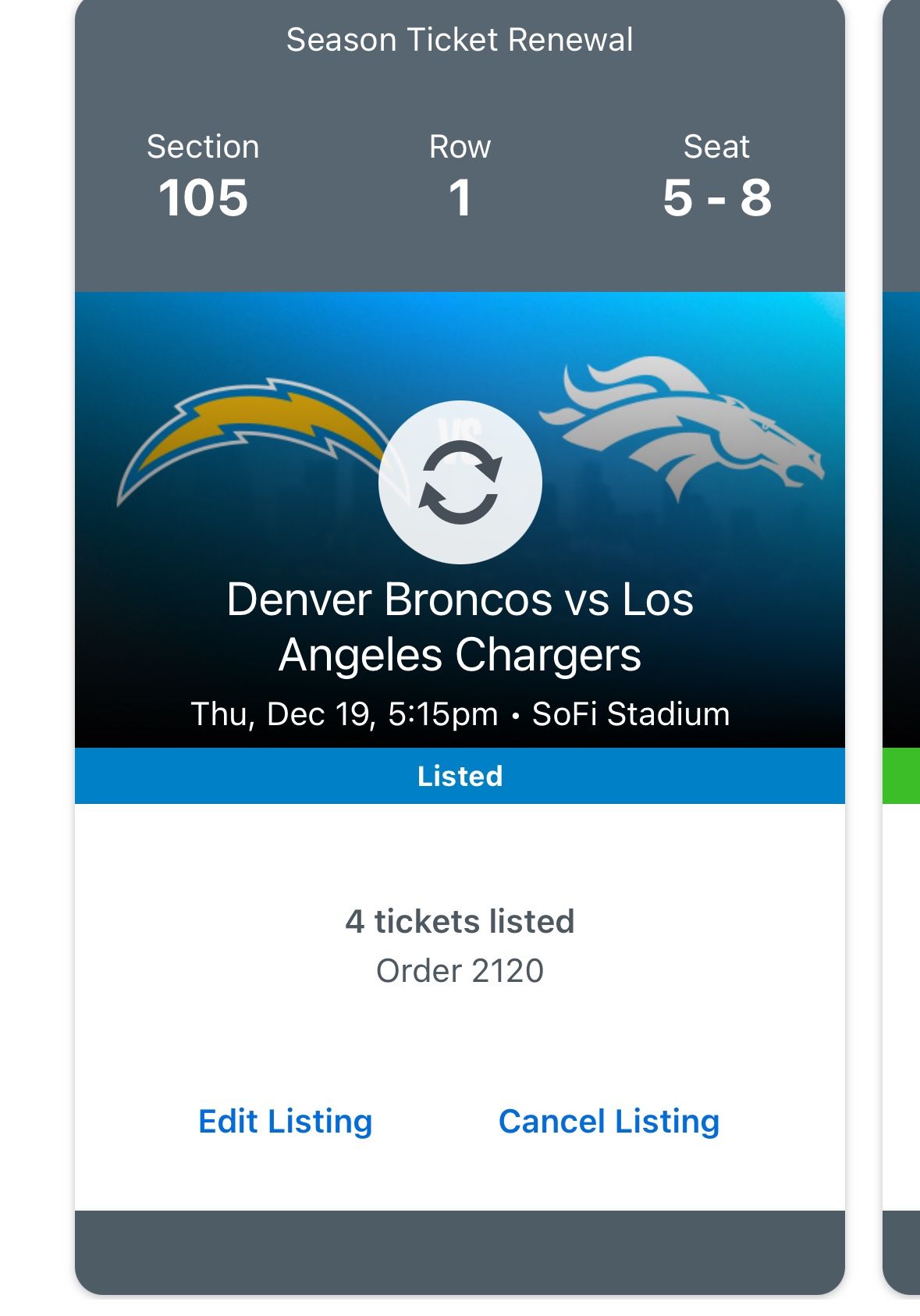 Broncos vs Chargers *FRONT ROW + TAILGATE PARKING*