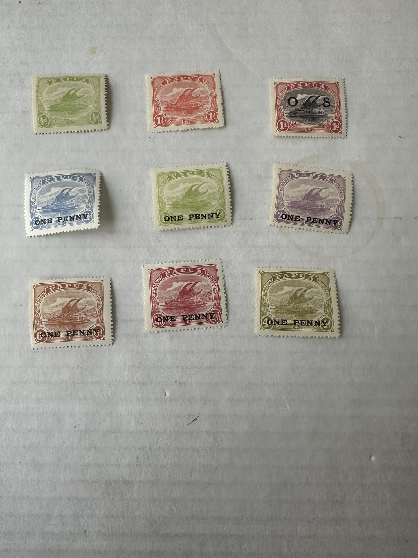 Papua Group Of 9 Stamps Mint Hinged
