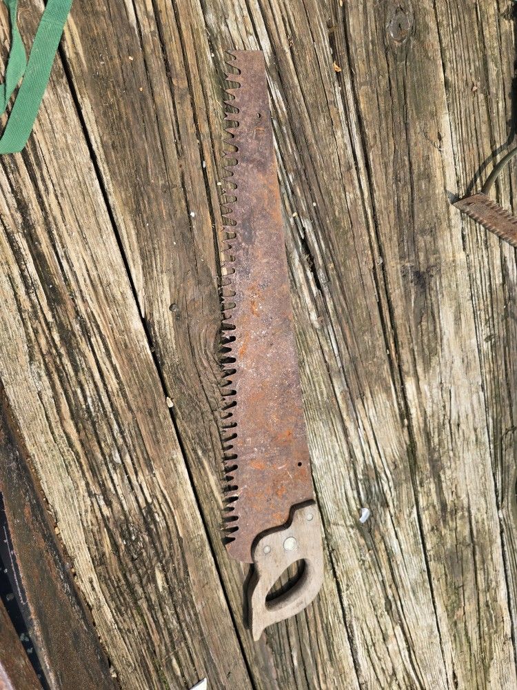 2 Antique Cross Cutting Log Saw Collectinle Functional Superior Warrented