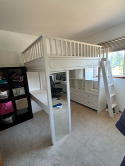 Pottery Barn white full loft bed