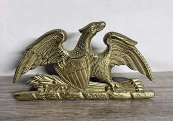 Vintage Virginia Metalcrafters Brass Eagle Bookends – USA Made