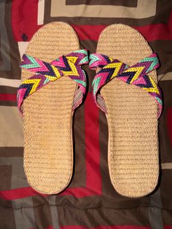 Size 7 multi colored summer sandals