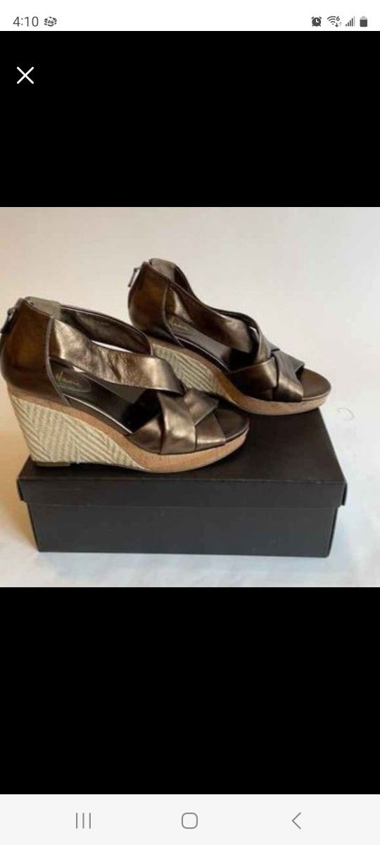 Cole Haan Air Delfina Back Zip Bronze Wedge