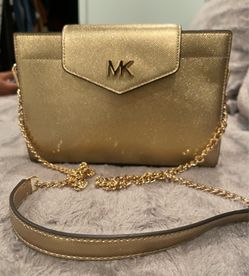 Michael Kors Gold Metallic Envelope Crossbody Bag