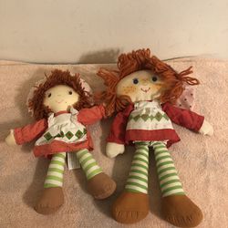 Vintage Lot Of 2 Strawberry Shortcake Rag Dolls 15” Kenner & 13” DanDee