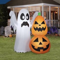 Halloween 4ft Inflatable Ghost Stackin Pumpkins 