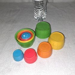 Vintage 1950's Kittie In The Kegs No 80 Child Guidance Toy (Set Of 5 Nesting Kegs)