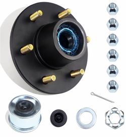 1 Set 6 on 5.5'' Trailer Hub Kit for 5 lbs 1.25'' to 1.75'' #42 Tapered Spindle, Pre-Lubricated 253 Bearings 6x5.5 Pattern Trailer Idl
