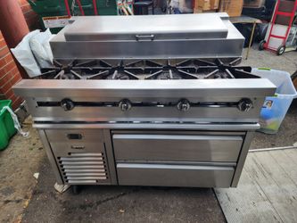 JADE FIRE & ICE REFURBISHED 4 BURNER STOVE+PREP TABLE STATION+CHEF BASE