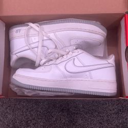 Nike Air Force 1 sneakers in white and iced lilac. 