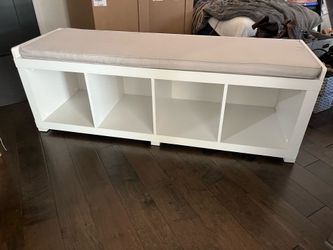 Entryway storage bench with seat
