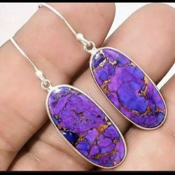 925 Sterling Silver Gorgeous Purple Opal Earrings