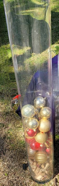 1 Vase, Glass Cylinder, 48 in Tall X 6 in Wide.