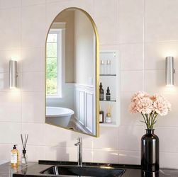 Gold Medicine Cabinet Mirror, Surface Mount Bathroom Storage Cabinet with Mirror for Left or Right Opening, not Recessed, Modern Vanity Bathroom Mirro